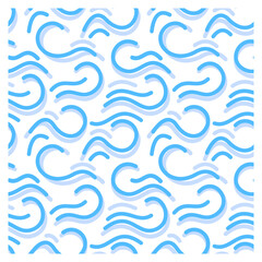 Seamless pattern of blue mono ink waves. 