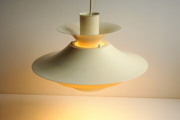White lamp in mid-century modern design. 1970s.
