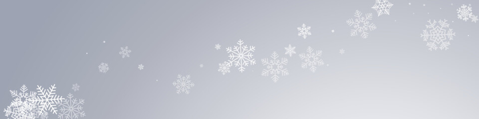 Naklejka na ściany i meble White Snowfall Vector Transparent Panoramic