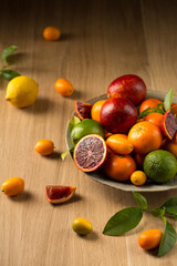 A variety of fruits on a ceramic plate