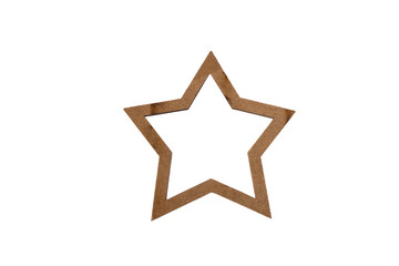 Christmas wooden star isolate. Christmas decor on a white background