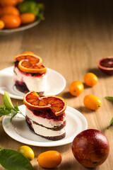 Delicious mousse dessert with red orange