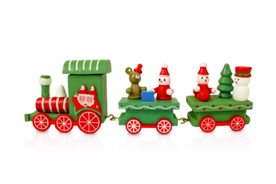 Wooden decorative train isolated on white background. - Powered by Adobe