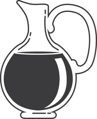Glass jug icon. Black oil bottle. Water pitcher