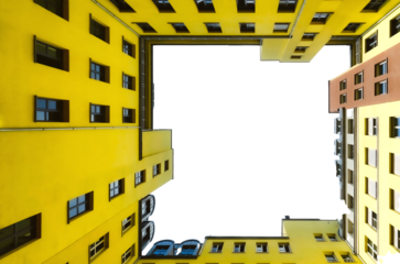 yellow building with transparence background isolated