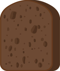 Rye bread slice icon. Cartoon bakery piece