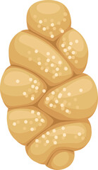 Challah icon. Jewish braided bread. Cartoon bakery
