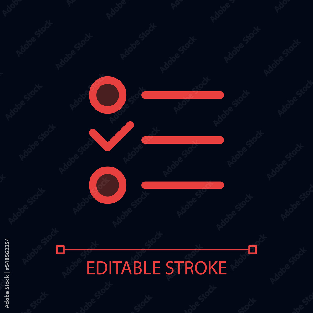 Poster checklist pixel perfect glassmorphism ui icon for dark theme. to do list. color filled line element 