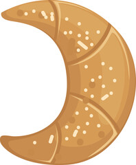 Croissant icon. Cartoon pastry. Sweet wheat bakery