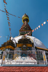 Buddhist stupa for daily prayer in the heart of the city of Kathmandu