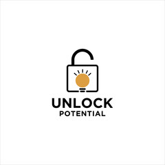 unlock potential human logo design.open padlock keyhole vector