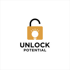 unlock potential human logo design.open padlock keyhole vector