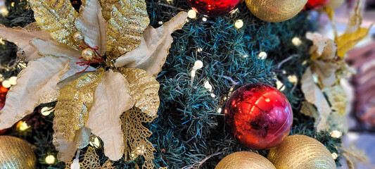 decorated and illuminated christmas tree, merry christmas 2023