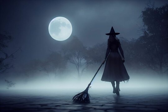 Witch with broom