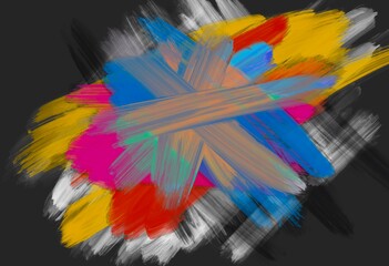 Oil paint background with brushes