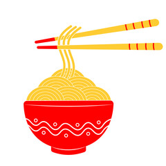 Red bowl Noodles - ramen, noodles, fast food restaurants, Korean cuisine, Japanese cuisine. Asian food.