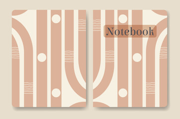 Notevook cover with geometric shapes background.
