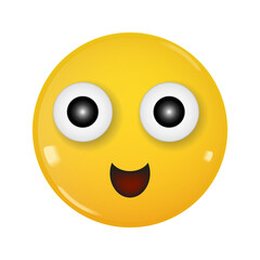Smiling Face. Emoji. Yellow glossy 3d emotion. Smiley happy face