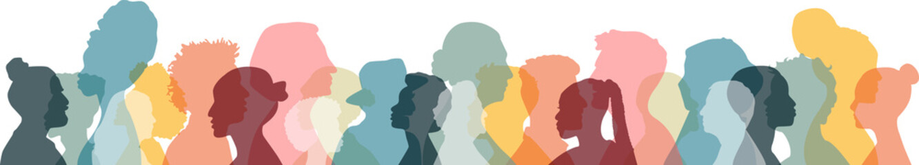 People of different ethnicities stand side by side together. Transparent background.	 - obrazy, fototapety, plakaty