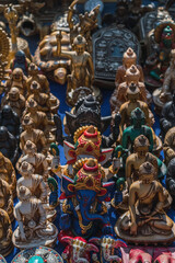 objects and souvenirs for travelers and tourists for sale in the central streets of the city of Nepal