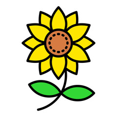 Sunflower Filled Line Icon