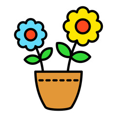 Flower Pot Filled Line Icon