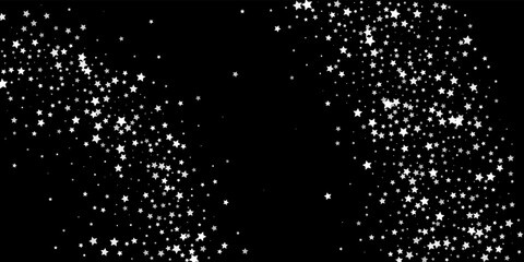 Falling confetti stars. White stars on a black background. Festive background. Abstract texture on a white background. Design element. Vector illustration, eps 10.