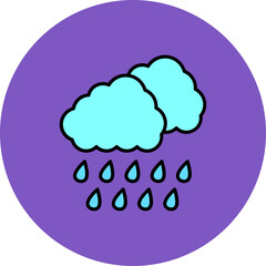 Rainy Multicolor Circle Filled Line Icon