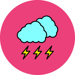 Thunder Multicolor Circle Filled Line Icon