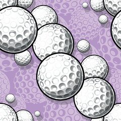Golf wallpaper design vector image. Repeating tile background of golf ball seamless pattern texture.
