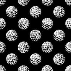 Golf wallpaper design vector image. Repeating tile background of golf ball seamless pattern texture.