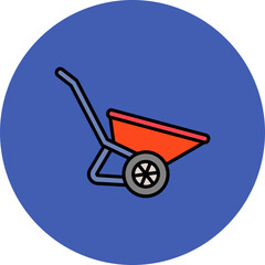 Wheelbarrow Multicolor Circle Filled Line Icon
