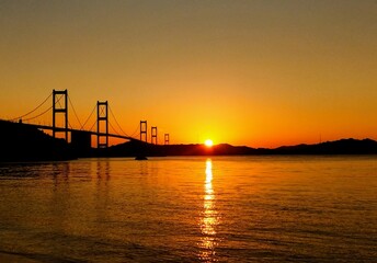 sunset over the river