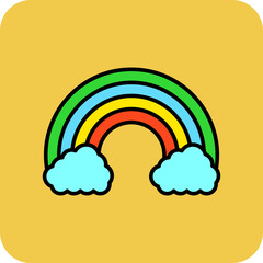 Rainbow Multicolor Round Corner Filled Line Icon
