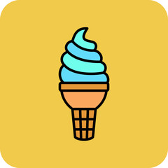 Ice Cream Multicolor Round Corner Filled Line Icon