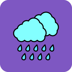 Rainy Multicolor Round Corner Filled Line Icon