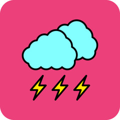 Thunder Multicolor Round Corner Filled Line Icon