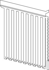 Vertical blinds for windows. Interior element. Continuous line drawing. Vector illustration