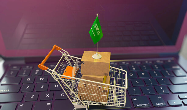 Saudi Arabia, Kingdom of Saudi Arabia, e-commerce and market cart, e-commerce image