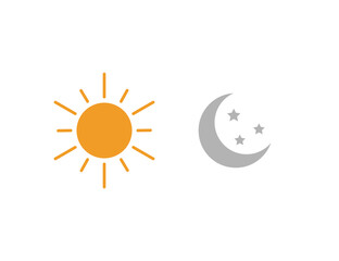Sun and moon icon. Vector illustration.