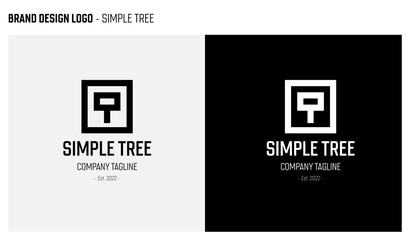 BRAND DESIGN LOGO OF SIMPLE TREE. VECTOR ILLUSTRATION. BLACK AND WHITE
