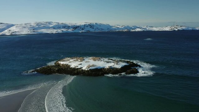coast of the barents sea in Murmansk view from a drone