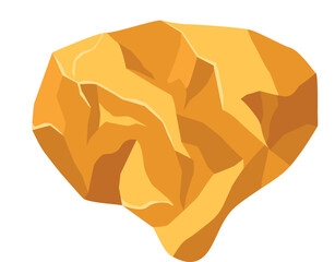Golden ore icon. Natural stone cartoon element