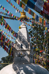 Typical architectural conformation of a stupa in the city of Kathmandu, a Buddhist prayer center.