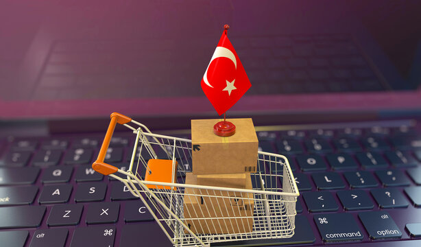 Turkey, Republic of Turkey, e-commerce and market cart, e-commerce image