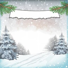 christmas banner with fir branches and snow