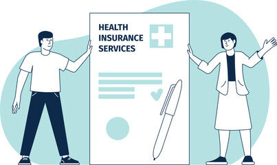 Health insurance services contract. Service manager with document
