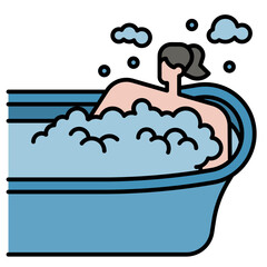 warm bath line icon