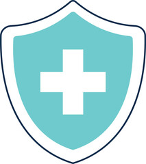 Health protection icon. Shield with white medical cross