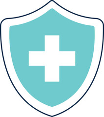 Health protection icon. Shield with white medical cross